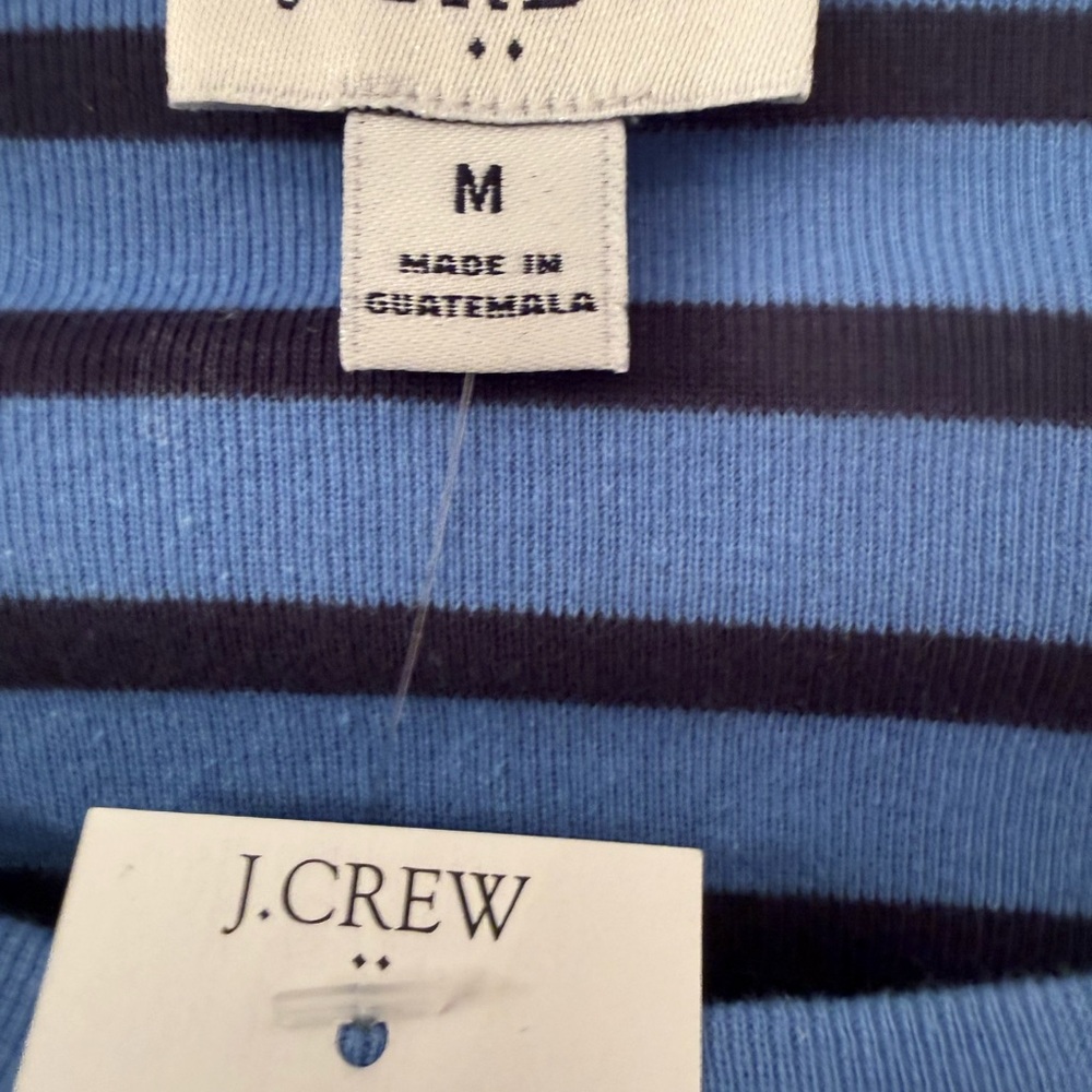 J. Crew Women's Blue and Black Striped Long Sleeve Tee - Picture 2 of 3